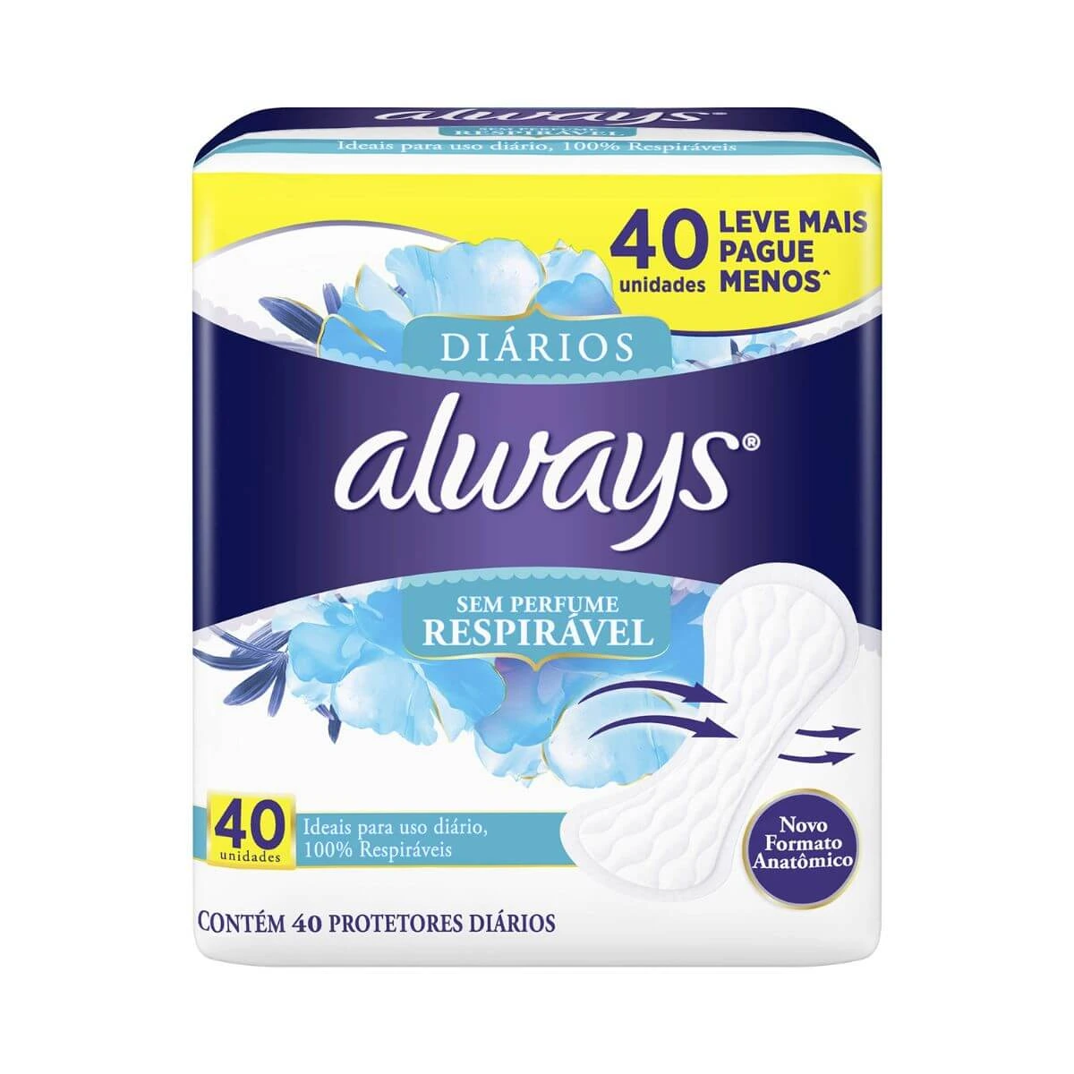 PROTETOR DIÁRIO ALWAYS RESPIRÁVEL C/40UN — Always | Farmácia Resyla