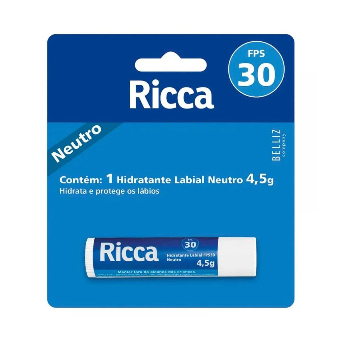HIDRATANTE LABIAL RICCA NEUTRO FPS30 4,5G — Ricca | Farmácia Resyla