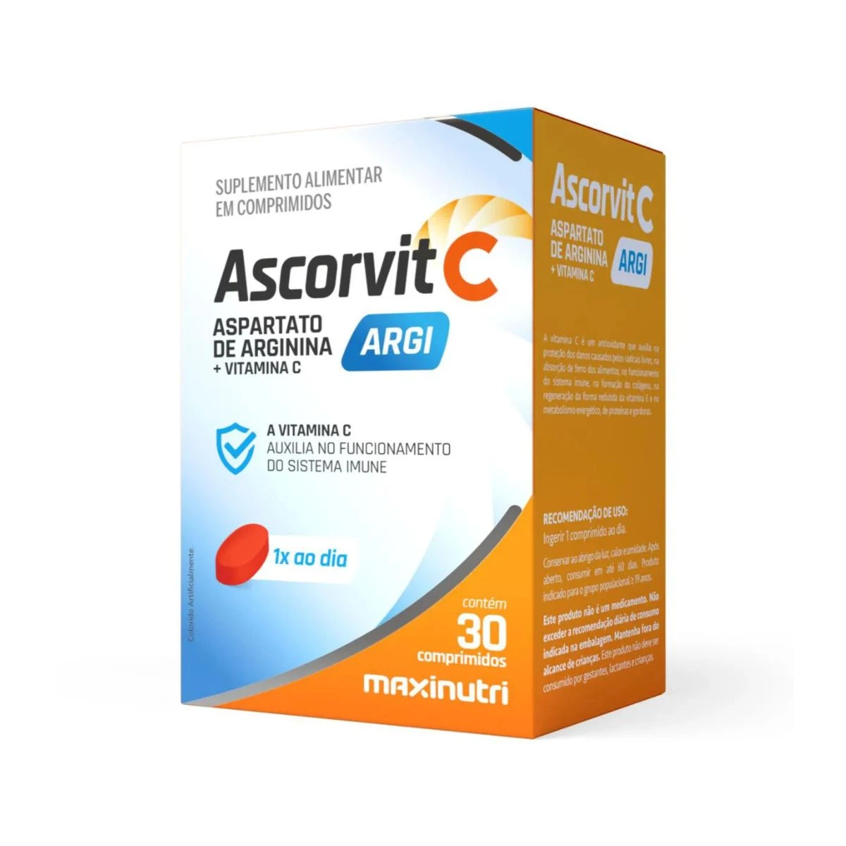 VITAMINA ASCORVIT C ARGI 30CP - MAXINUTRI — Maxinutri | Farmácia Resyla