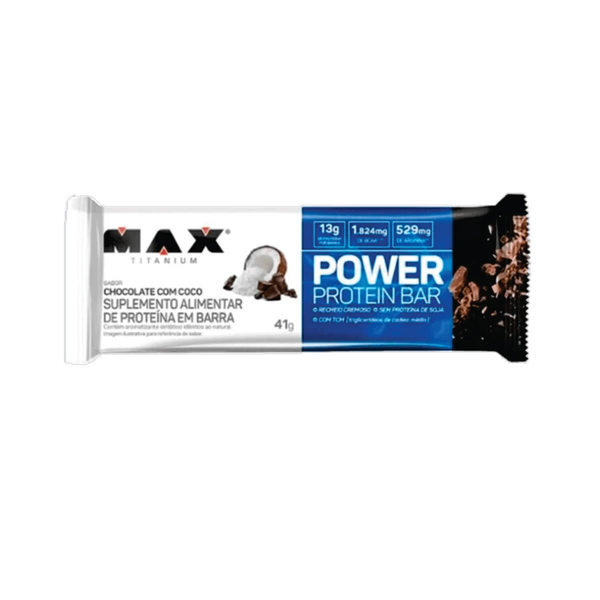 BARRA DE PROTEÍNA MAXTITANIUM POWER CHOC/COCO 41G — Max Titanium | Farmácia Resyla
