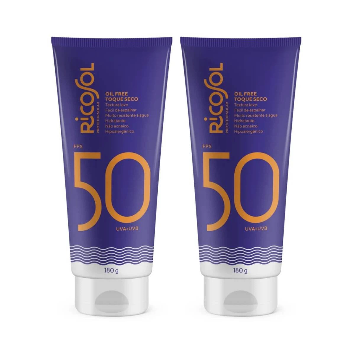 KIT 5% DE DESCONTO PROTETOR SOLAR CORPORAL RICOSOL FPS50 OIL FREE 180G 2 UNIDADES — | Farmácia Resyla