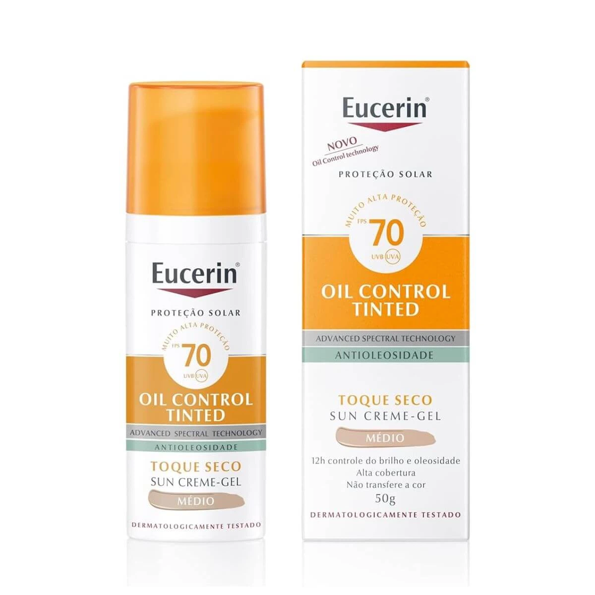PROTETOR SOLAR FACIAL OIL CONTROL EUCERIN FPS70 COR MÉDIA 50G — Eucerin | Farmácia Resyla