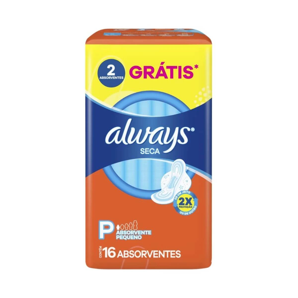 ABSORVENTE ALWAYS COBERTURA SECA P C/ ABAS 16UN — Always | Farmácia Resyla
