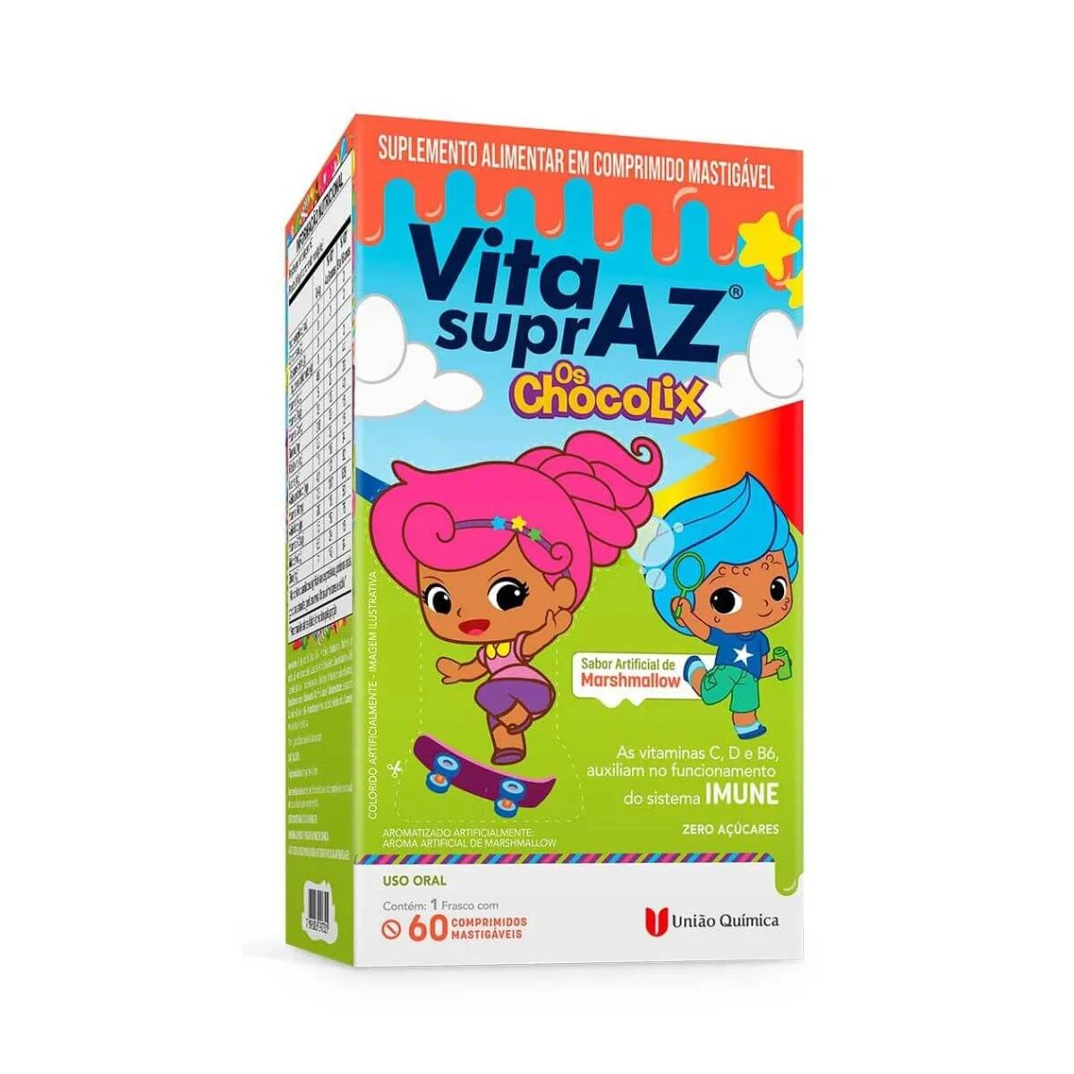 VITA SUPRAZ CHOCOLIX A-Z 60 COMPRIMIDOS MASTIGÁVEIS - UNIÃO QUÍMICA — União Química | Farmácia Resyla