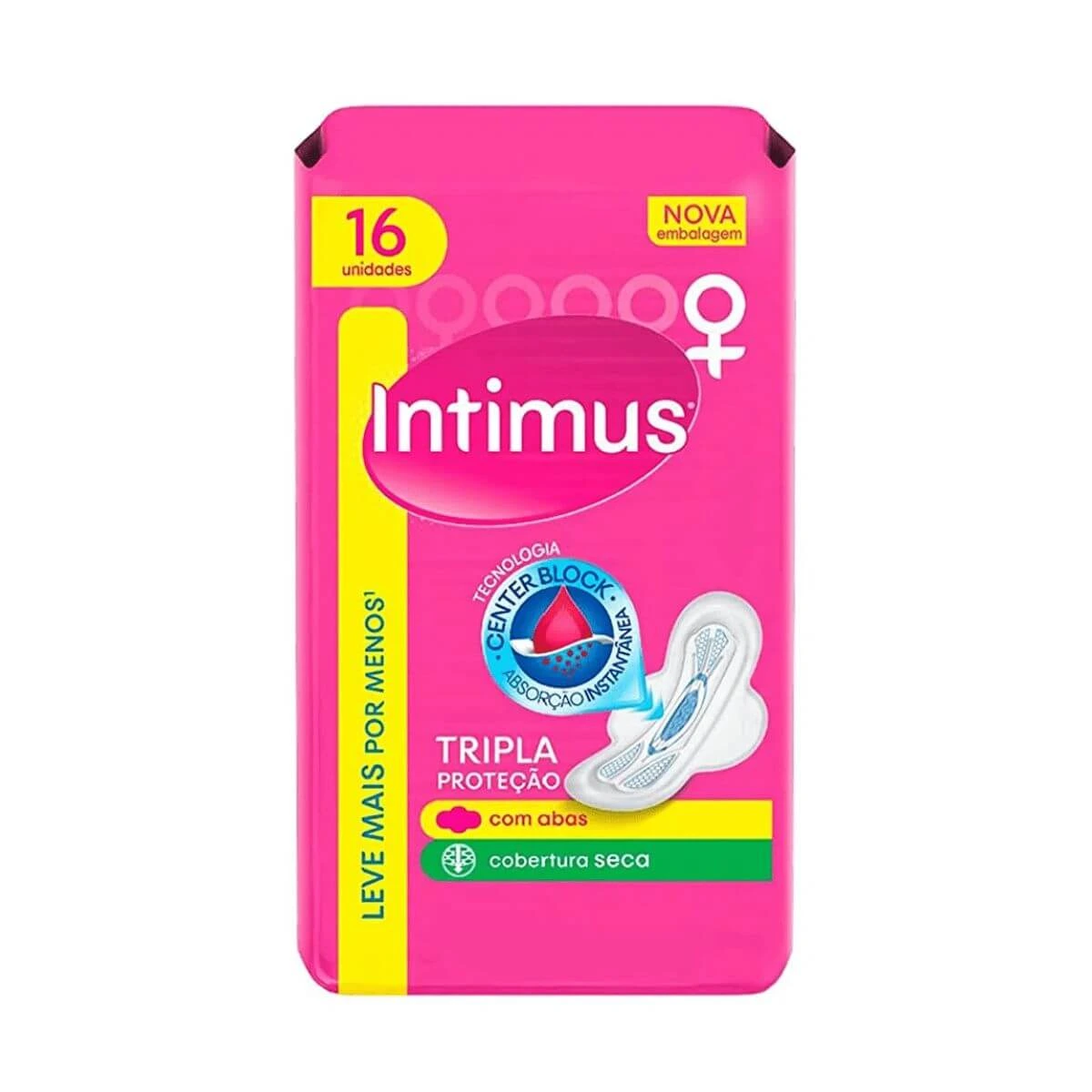 ABSORVENTE INTIMUS TRIPLA PROTEÇÃO COBERTURA SECA C/ABAS 16UN — Intimus | Farmácia Resyla