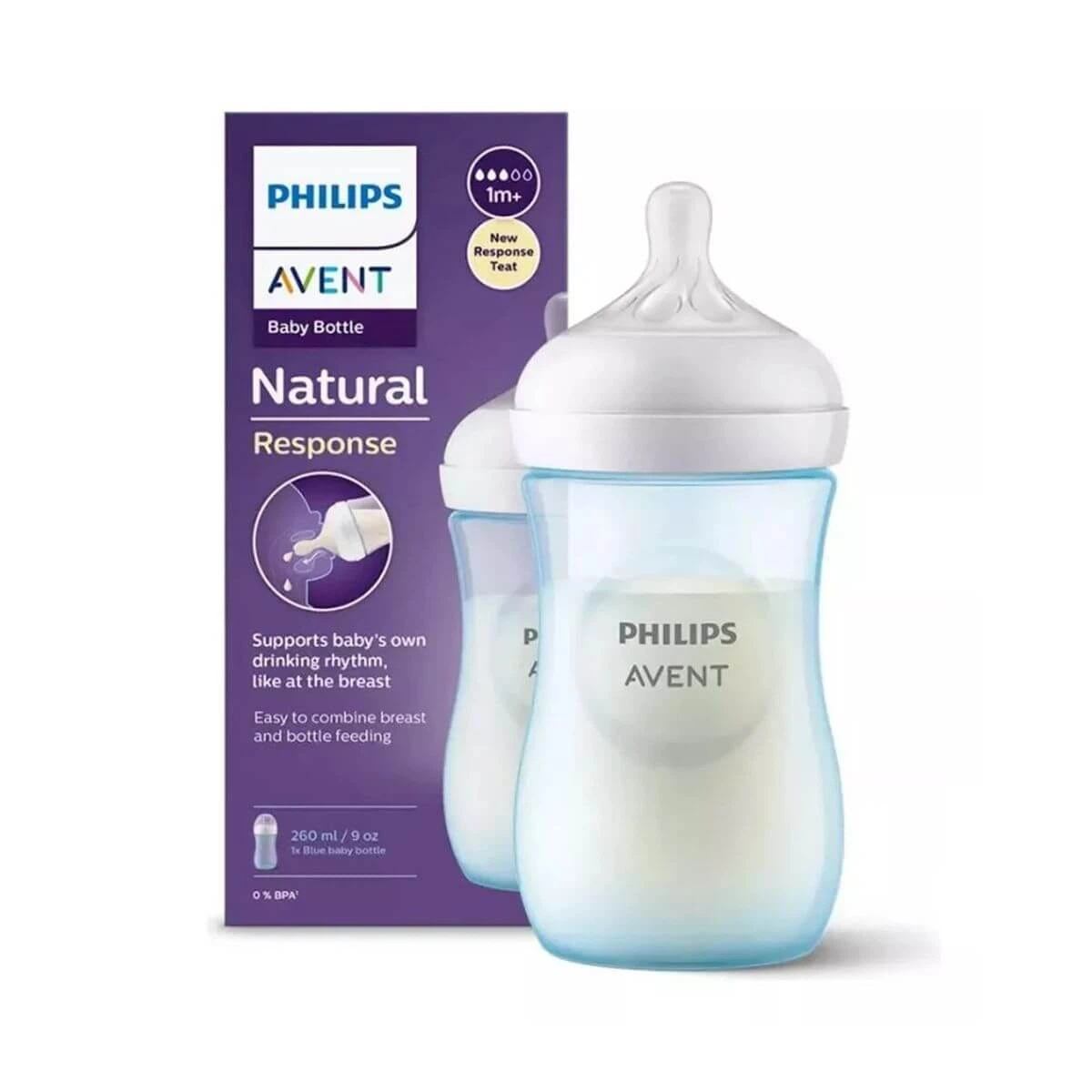 MAMADEIRA AVENT PÉTALA 3.0 AZUL 260ML — Avent | Farmácia Resyla