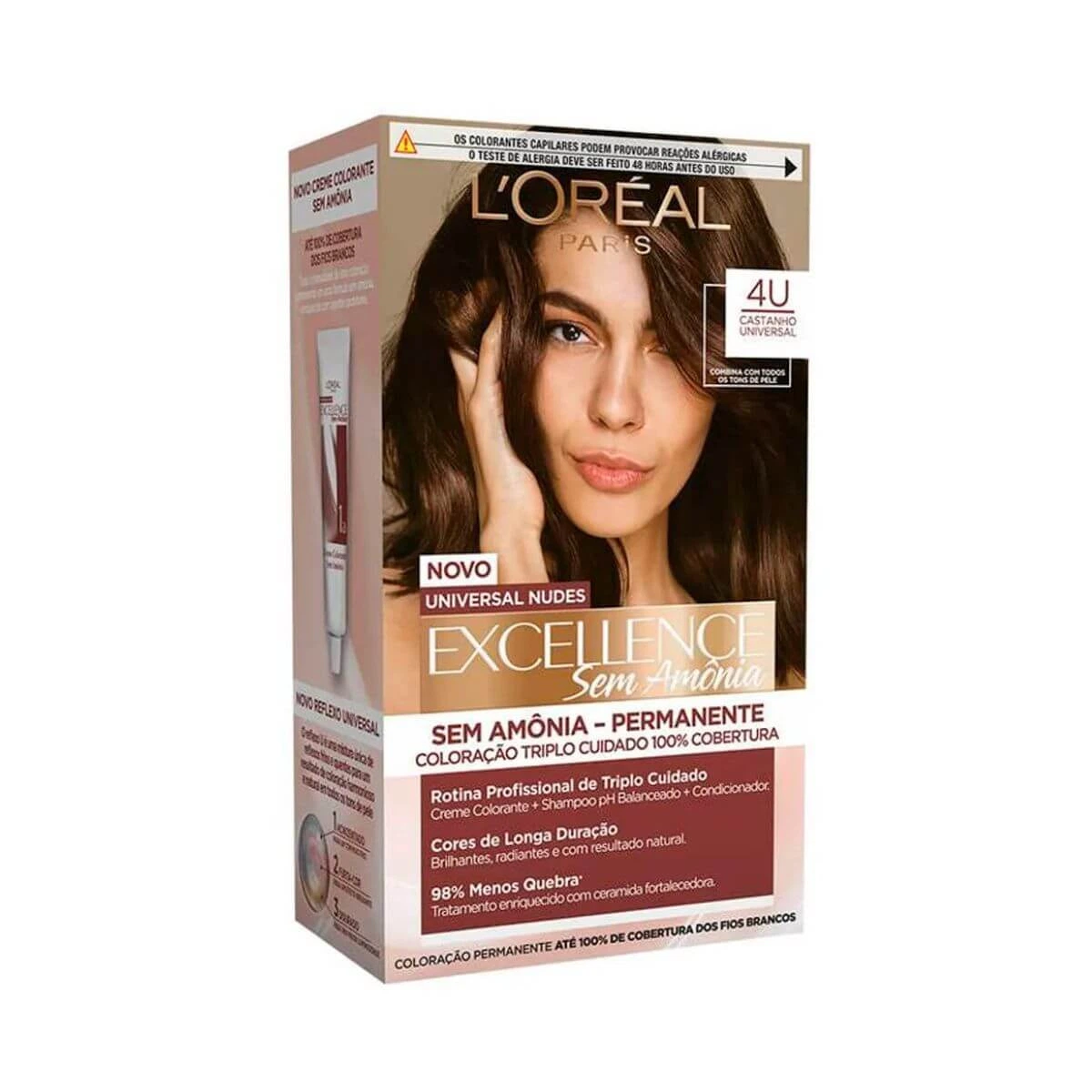 TINTA IMÉDIA EXCELLENCE SEM AMÔNIA UNIVERSAL NUDES 4U CASTANHO UNIVERSAL — L'Oréal Paris Imédia Excellence | Farmácia Resyla