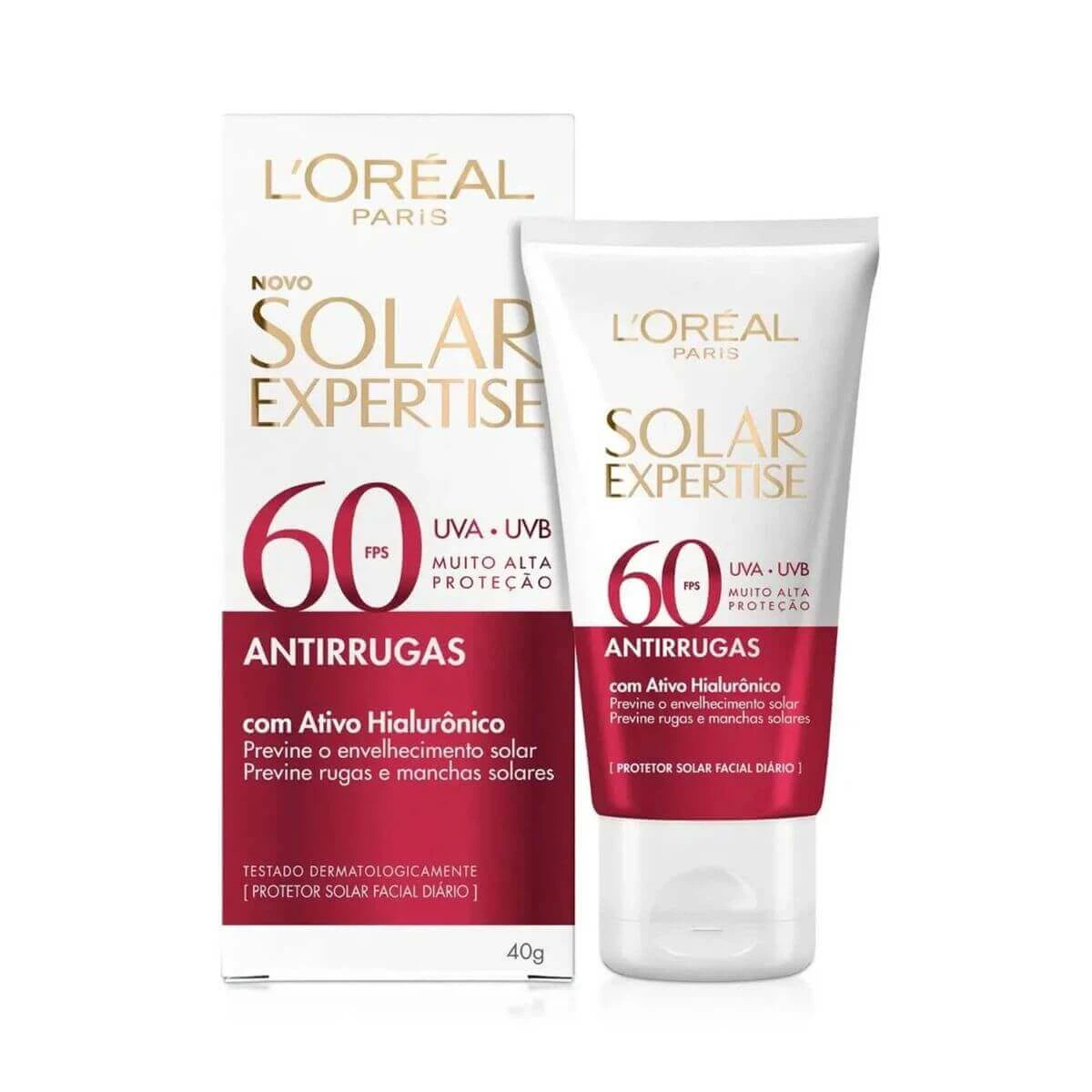 PROTETOR FACIAL SOLAR EXPERTISE L'OREAL ANTIRRUGAS FPS60 40G — L'Oréal Paris | Farmácia Resyla