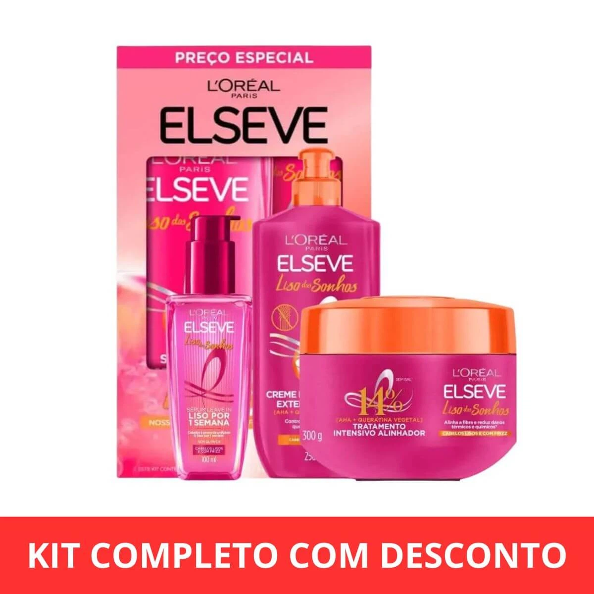 KIT COMPLETO COM 5% OFF LINHA ELSEVE LISO DOS SONHOS ALINHADOR — | Farmácia Resyla