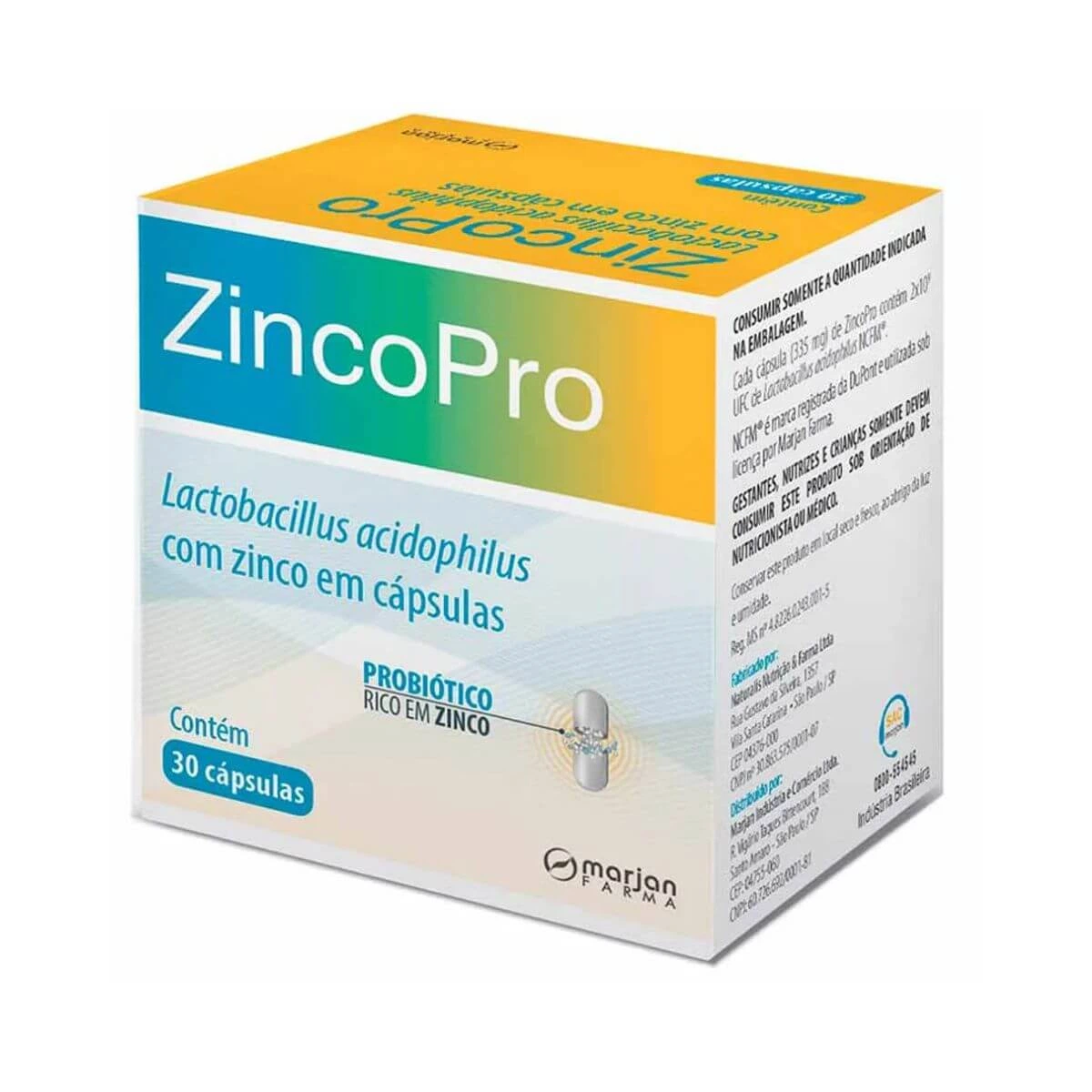 PROBIÓTICO ZINCOPRO 30CAPS - MARJAN — Marjan | Farmácia Resyla