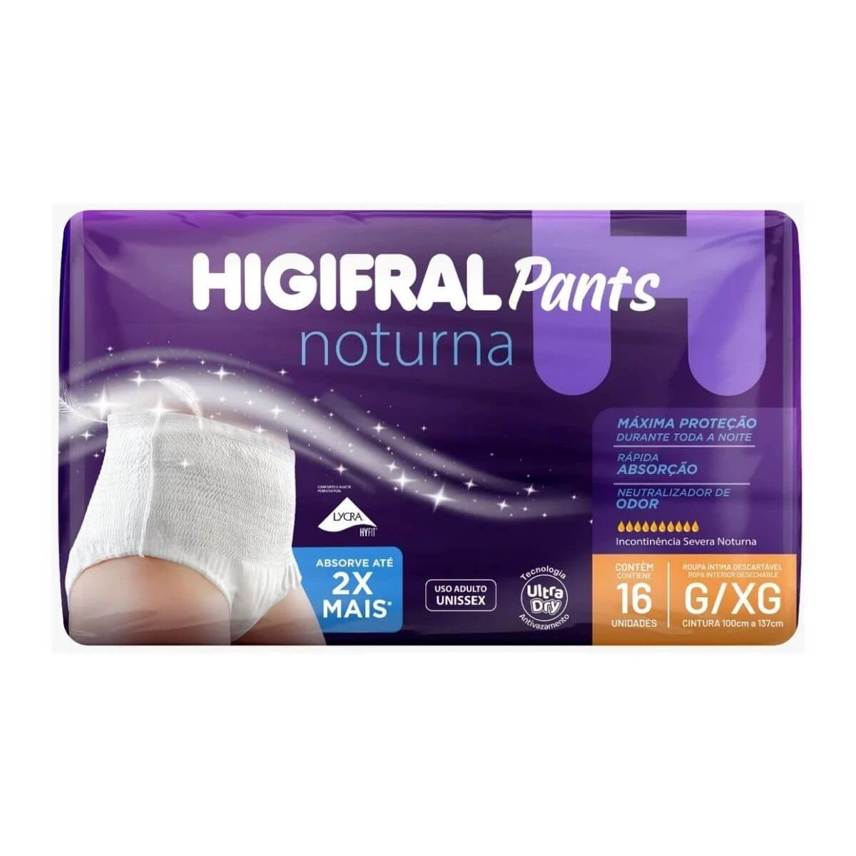FRALDA GERIÁTRICA HIGIFRAL PANTS NOTURNA G/XG 16UN — Higifral | Farmácia Resyla