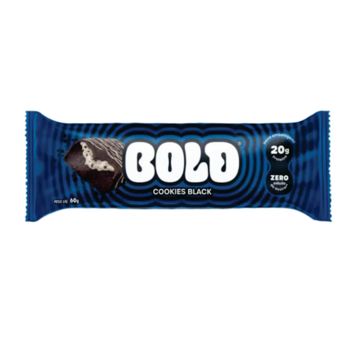 BARRA DE PROTEÍNA BOLD COOKIES BLACK 60G — Bold Snacks | Farmácia Resyla