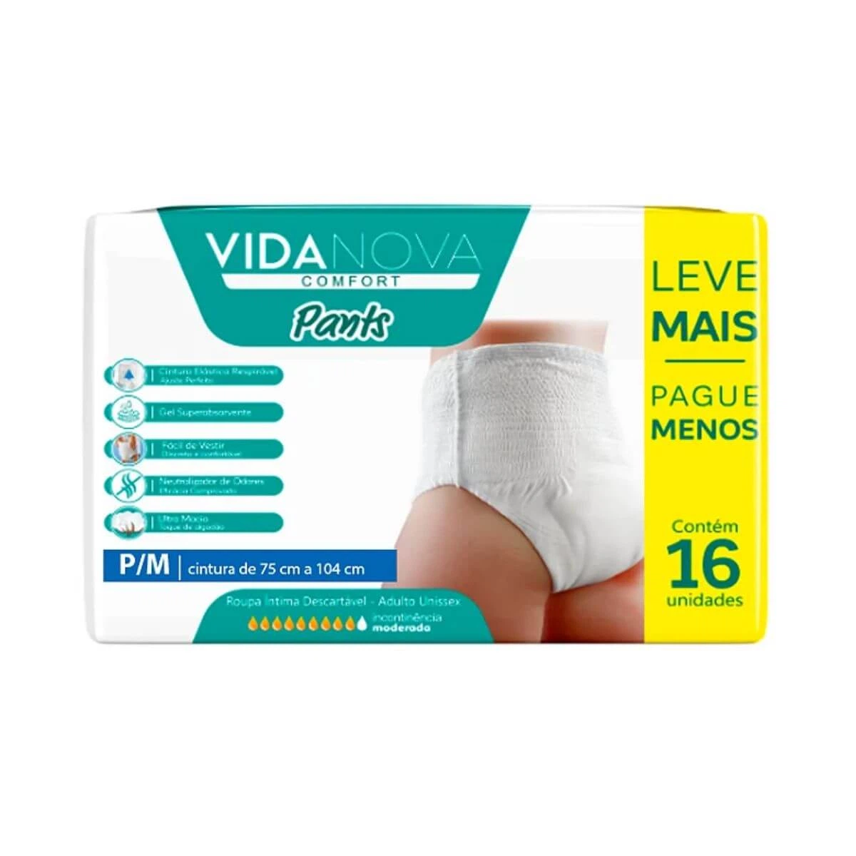 FRALDA GERIÁTRICA VIDA NOVA PANTS P/M C/16UN — Vida Nova | Farmácia Resyla