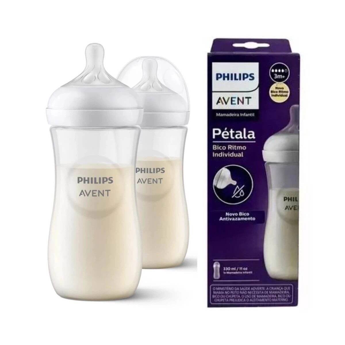 MAMADEIRA AVENT PÉTALA 3.0 3M+ TRANSPARENTE 330ML — Avent | Farmácia Resyla