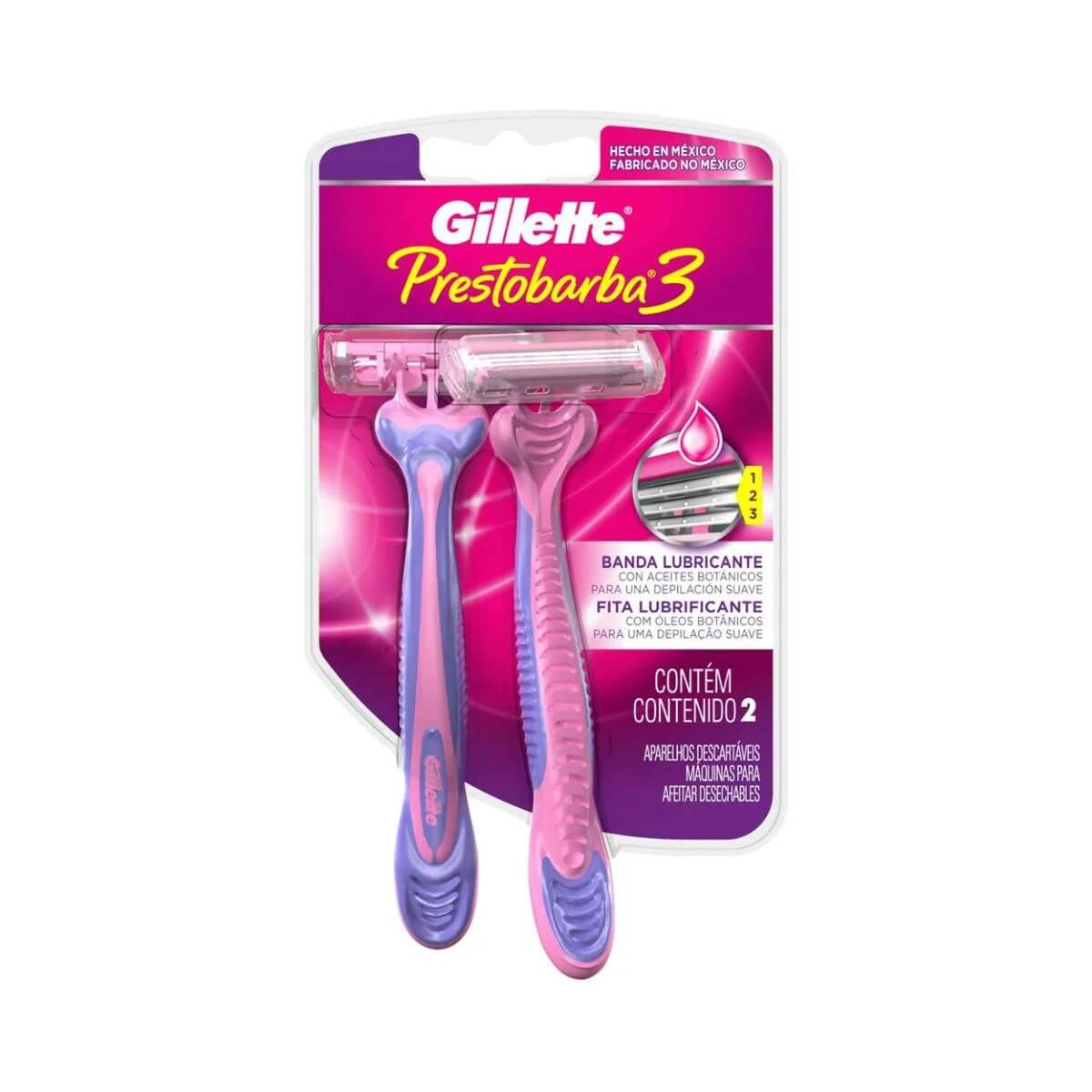 APARELHO DE DEPILAR GILLETTE PRESTOBARBA 3 FEMININO 2UN — Gillette | Farmácia Resyla