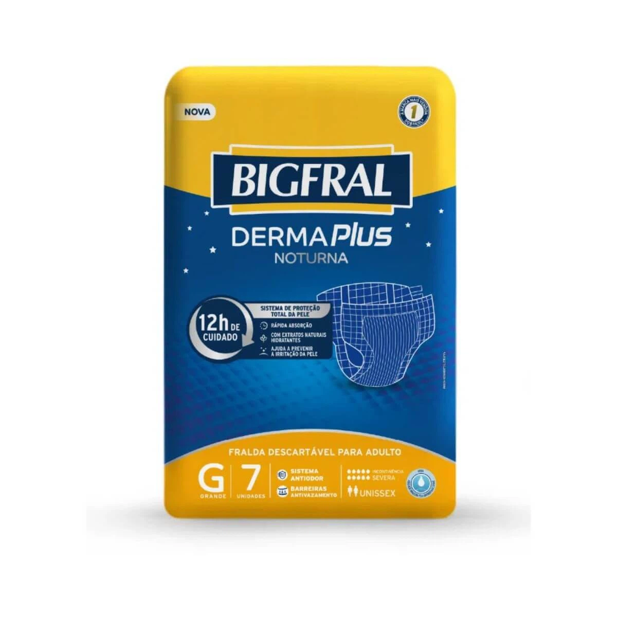 FRALDA GERIÁTRICA BIGFRAL DERMA PLUS NOTURNA G C/7UN — Bigfral | Farmácia Resyla