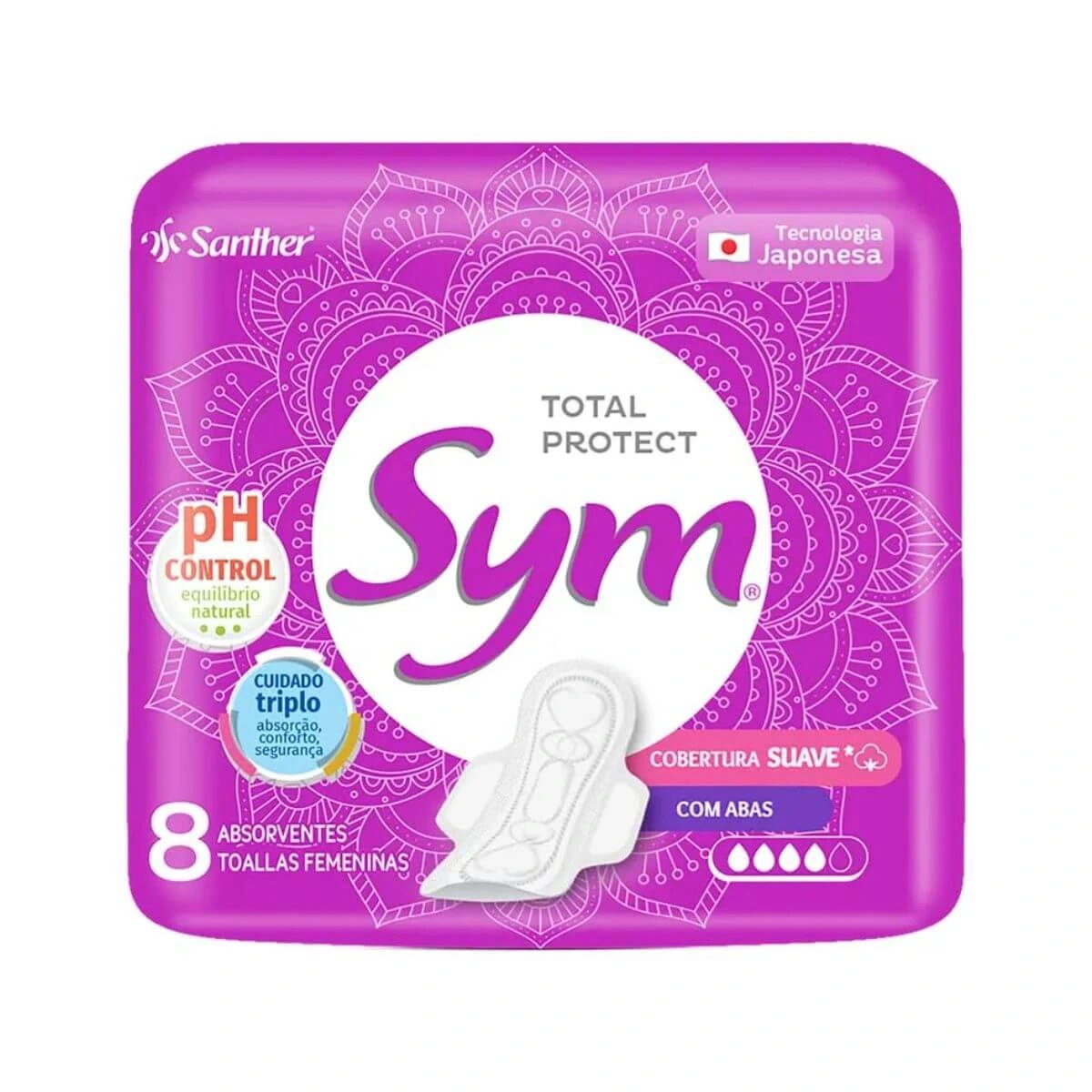 ABSORVENTE SYM SUAVE C/ ABAS 8UN — Sym | Farmácia Resyla