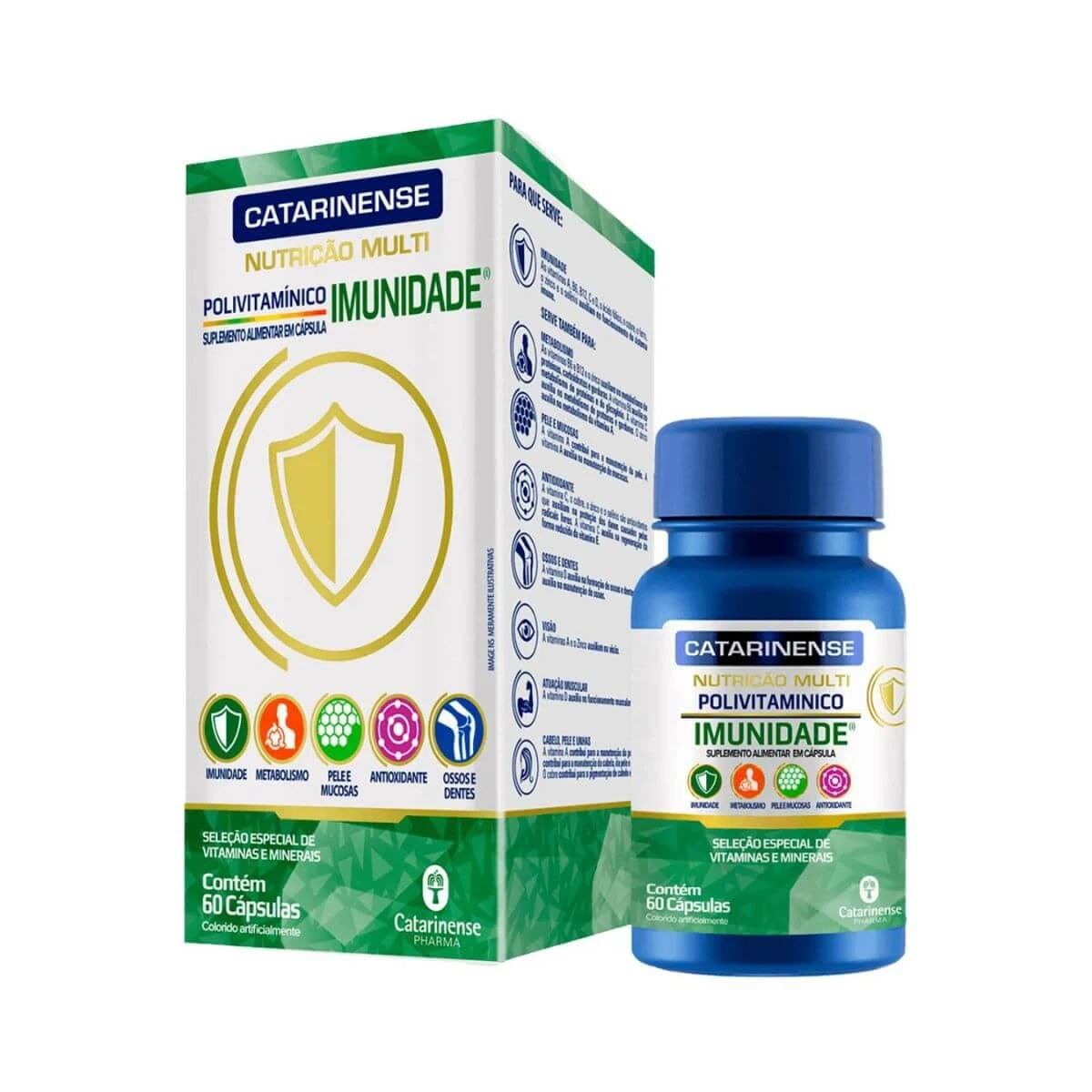 POLIVITAMÍNICO MULTI IMUNIDADE 60 CÁPSULAS - CATARINENSE — Catarinense | Farmácia Resyla