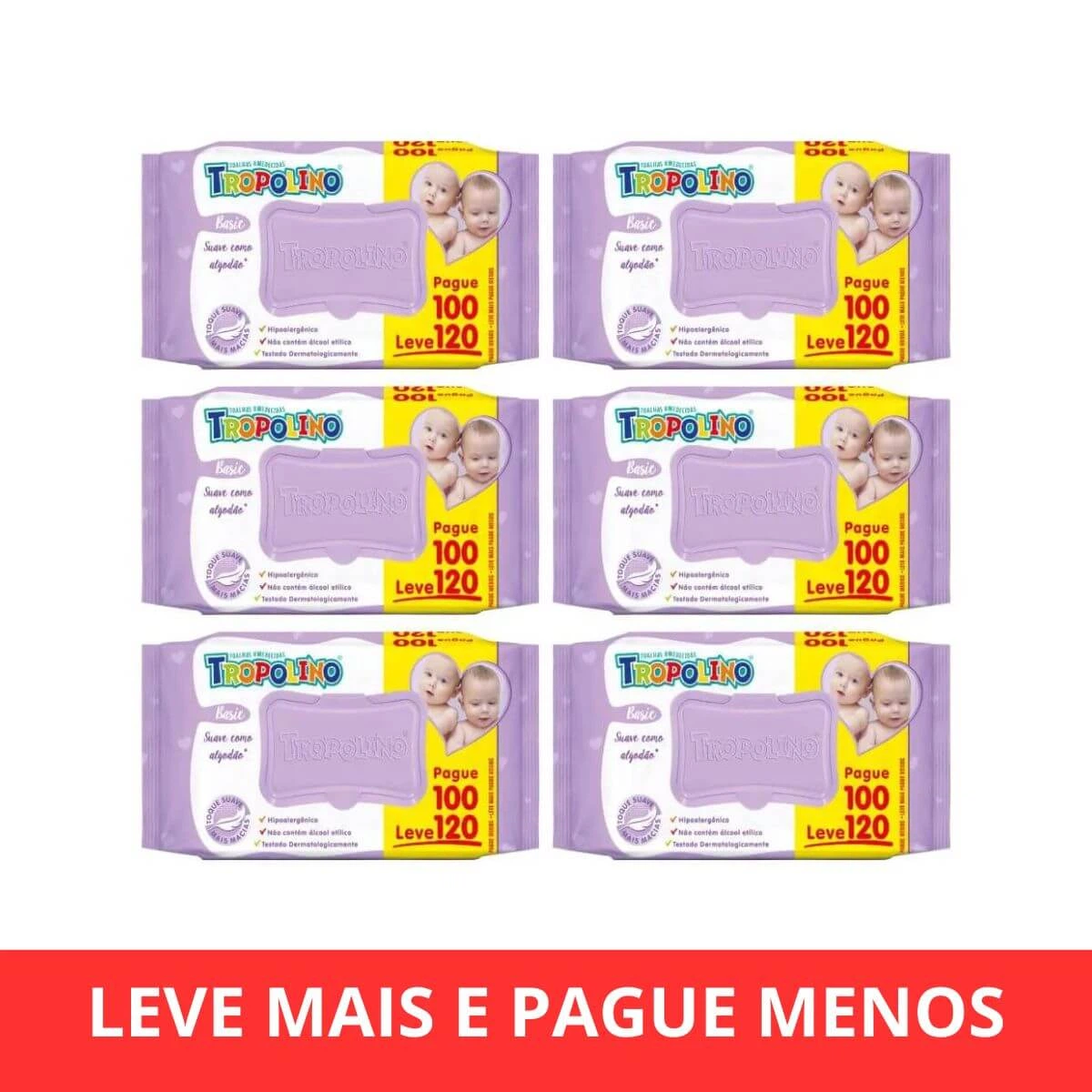 KIT 3% OFF EM 6 UNIDADES DO LENÇO UMEDECIDO TROPOLINO LV 120 PG 100 — | Farmácia Resyla