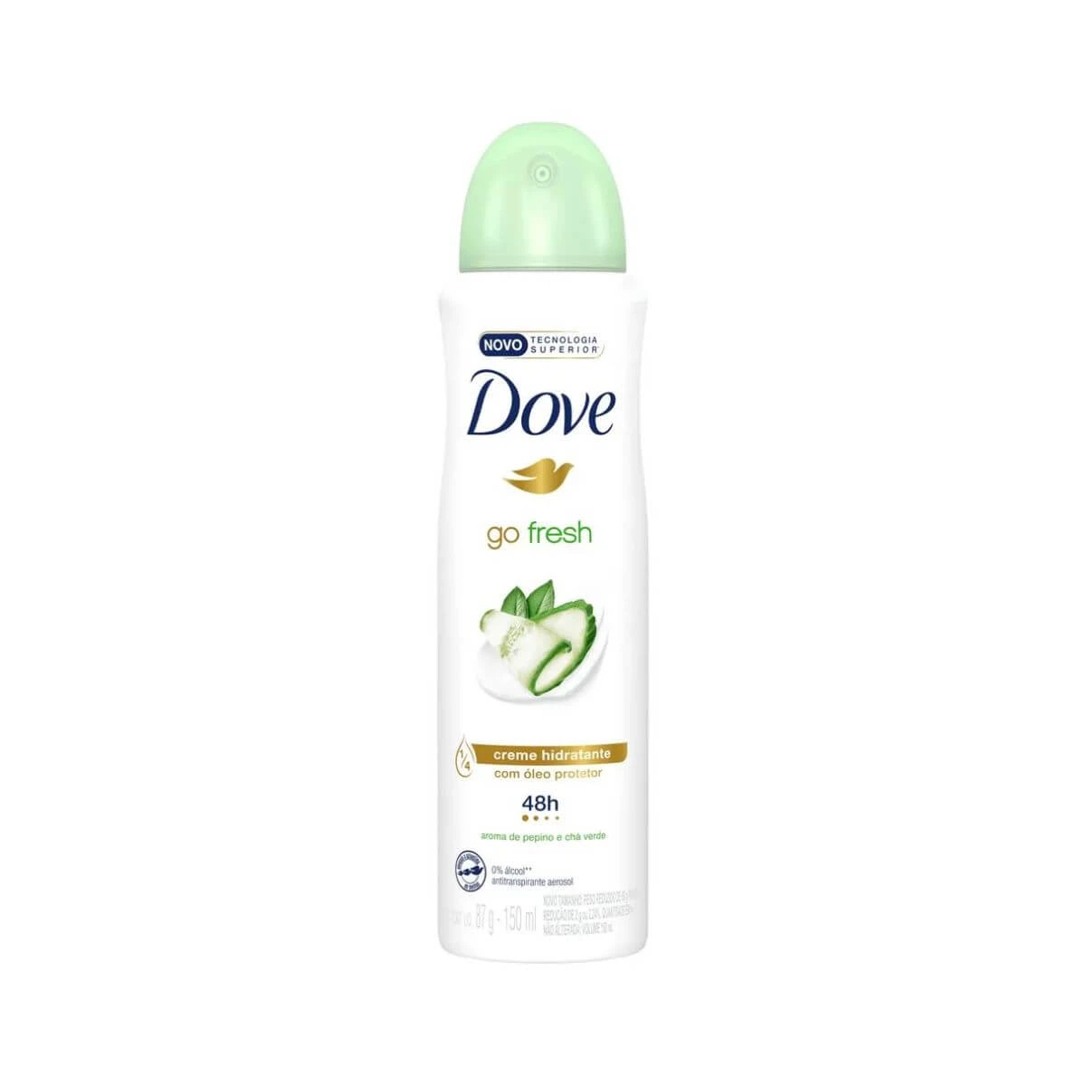 DESODORANTE ANTITRANSPIRANTE AEROSOL DOVE GO FRESH PEPINO E CHÁ VERDE FEMININO 150ML — Dove | Farmácia Resyla