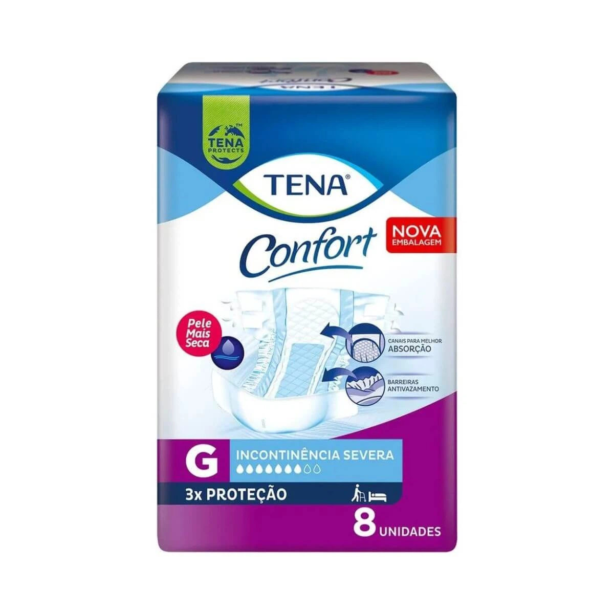 FRALDA GERIÁTRICA TENA CONFORT G C/8UN — Tena | Farmácia Resyla