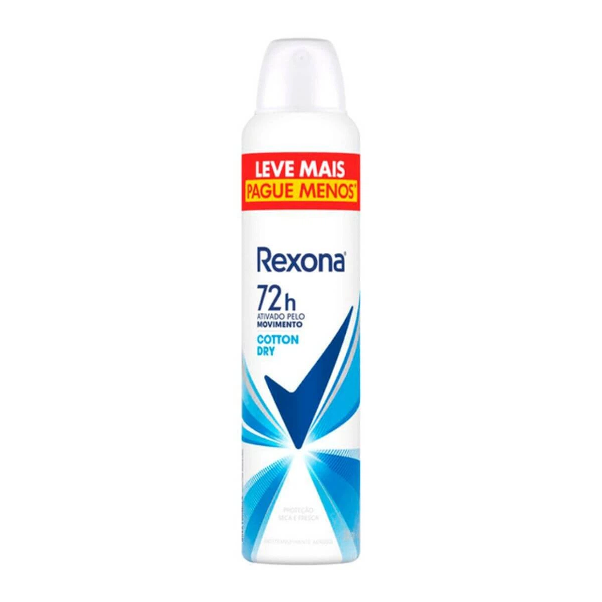 DESODORANTE ANTITRANSPIRANTE AEROSOL REXONA COTTON DRY FEMININO 250ML — Rexona | Farmácia Resyla
