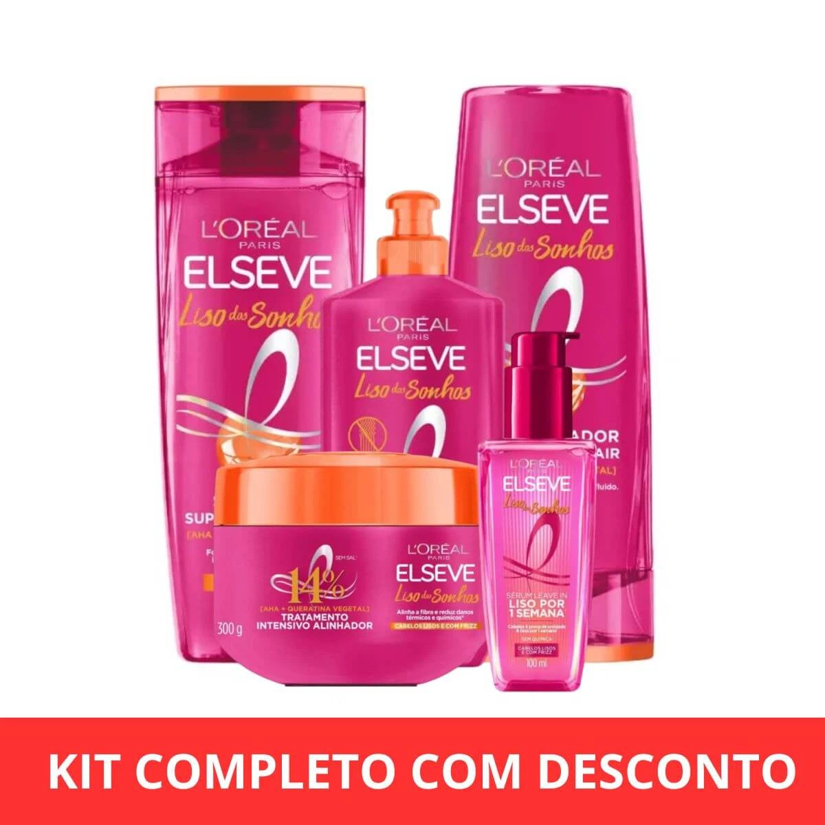 KIT COMPLETO 5% OFF LINHA ELSEVE LISO DOS SONHOS ALINHADOR — | Farmácia Resyla