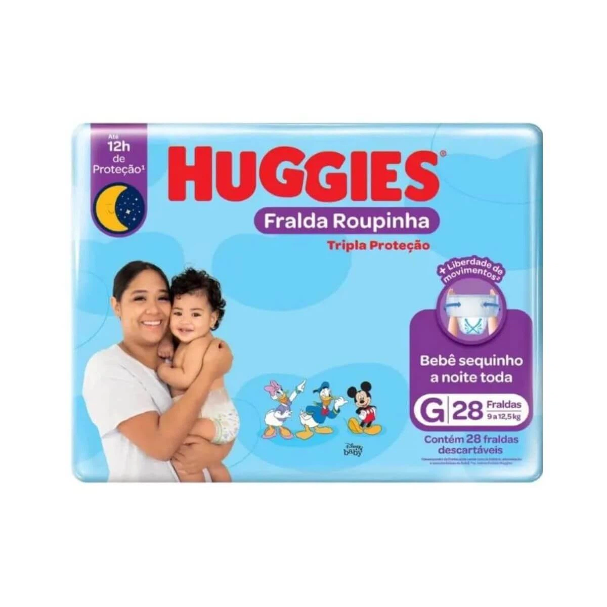 FRALDA HUGGIES TRIPLA PROTEÇÃO ROUPINHA G C/28UN — Huggies | Farmácia Resyla