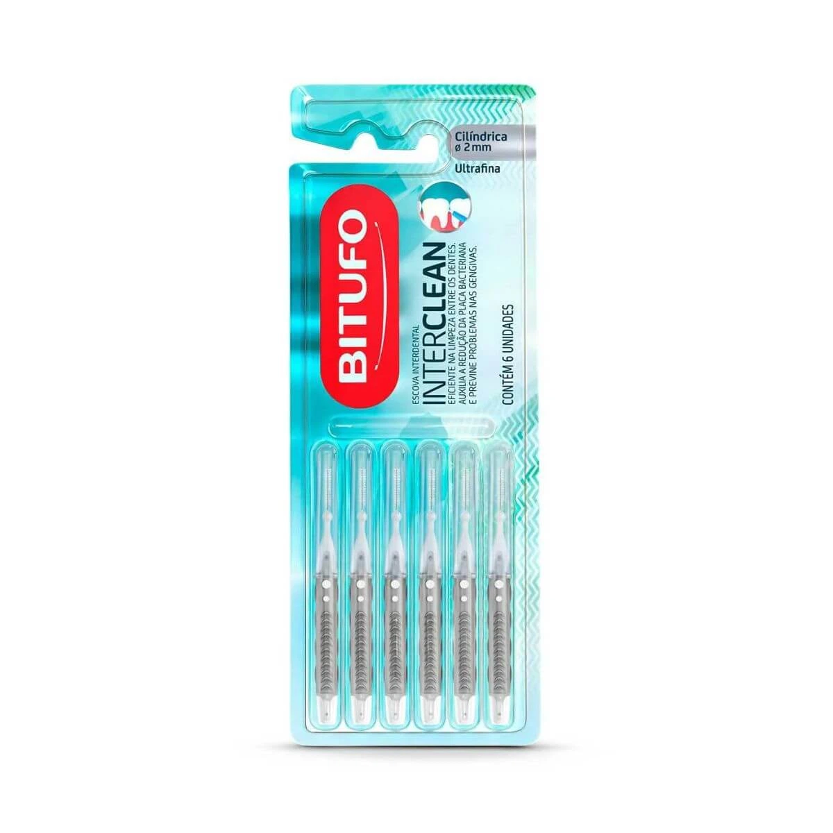 ESCOVA INTERDENTAL BITUFO CILÍNDRICA ULTRAFINA 2MM C/ 6 UN — Bitufo | Farmácia Resyla