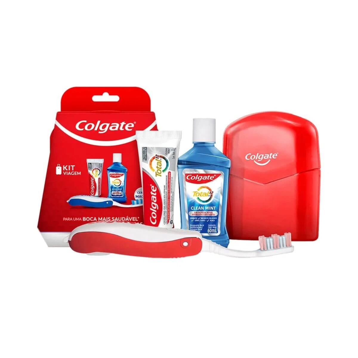 KIT VIAGEM COLGATE PASTA DE DENTE + ESCOVA DE DENTE + ENXAGUANTE BUCAL 60ML — Colgate | Farmácia Resyla