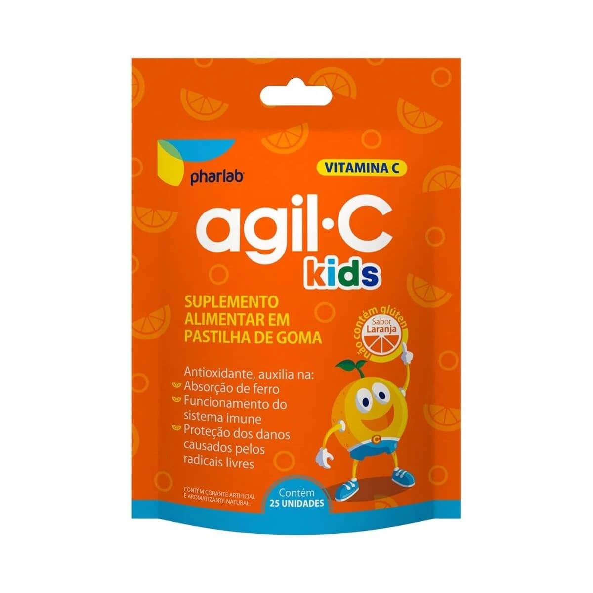 VITAMINA C AGIL-C KIDS LARANJA 25 GOMAS - PHARLAB — Pharlab | Farmácia Resyla