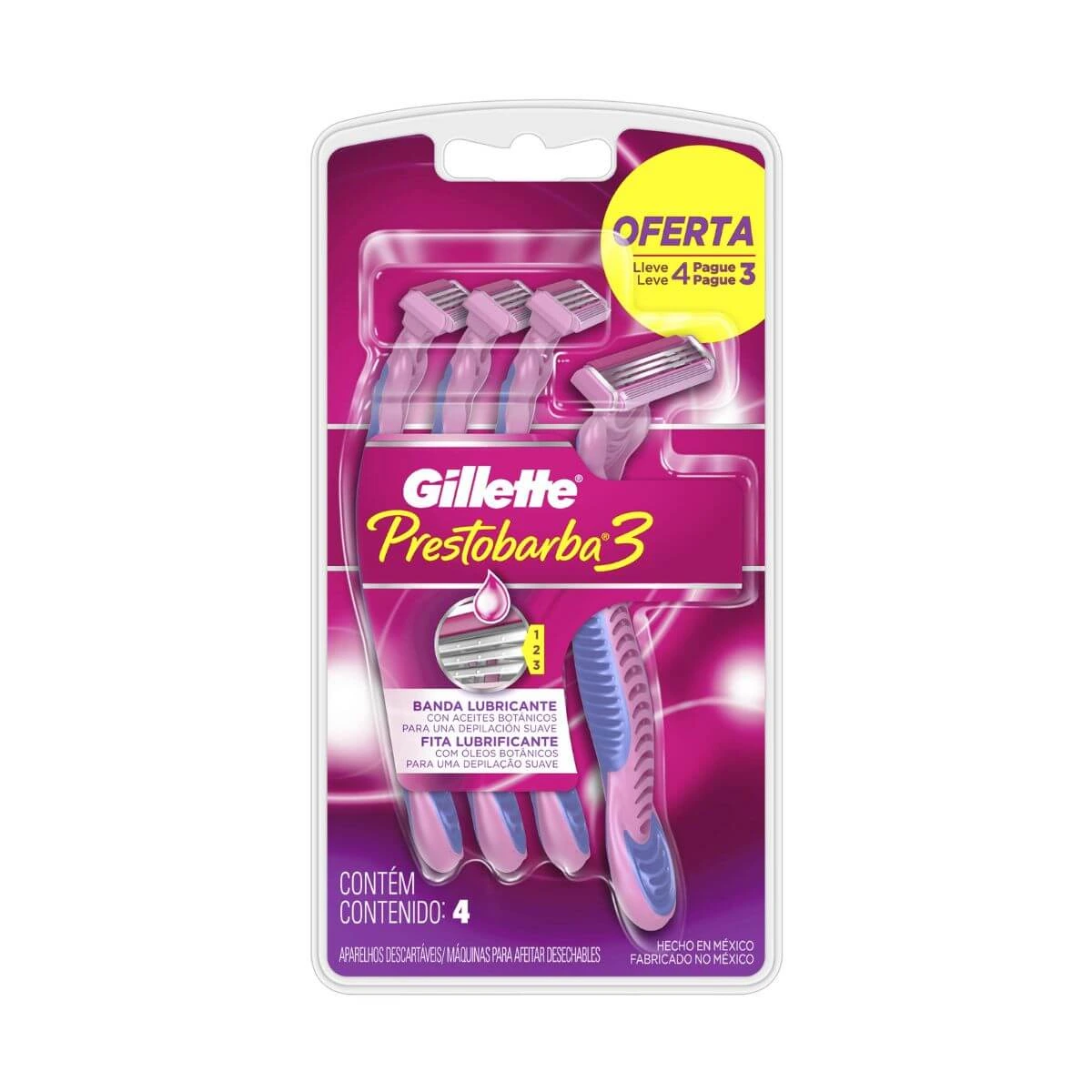 APARELHO PARA DEPILAR GILLETTE PRESTOBARBA 3 FEMININO LEVE 4 PAGUE 3 — Gillette | Farmácia Resyla