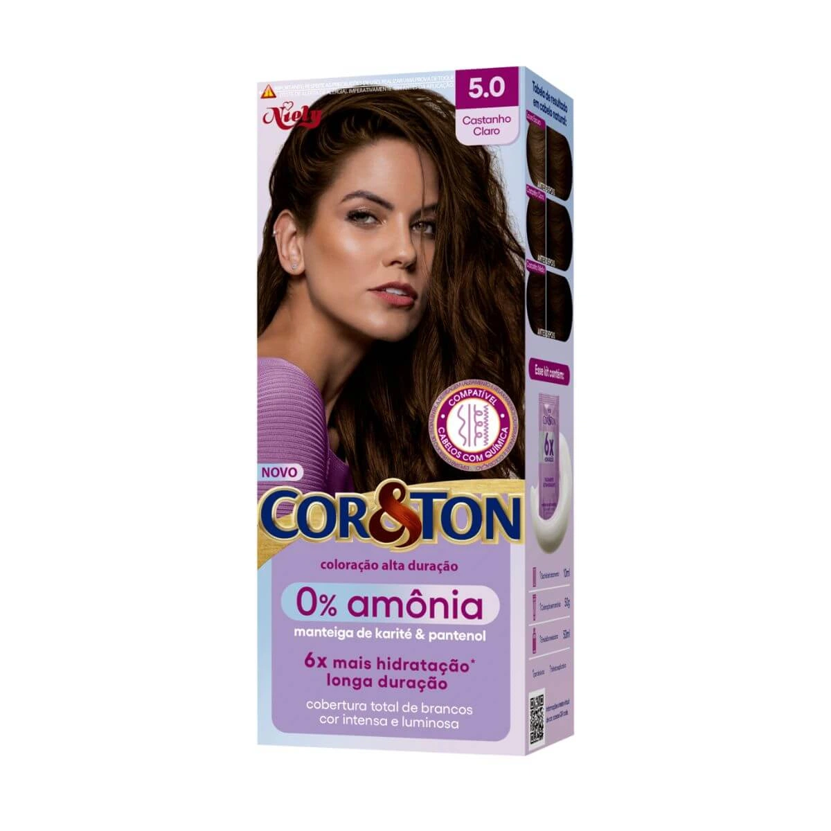 TINTA COR & TON SEM AMÔNIA 5.0 CASTANHO CLARO — Cor & Ton | Farmácia Resyla