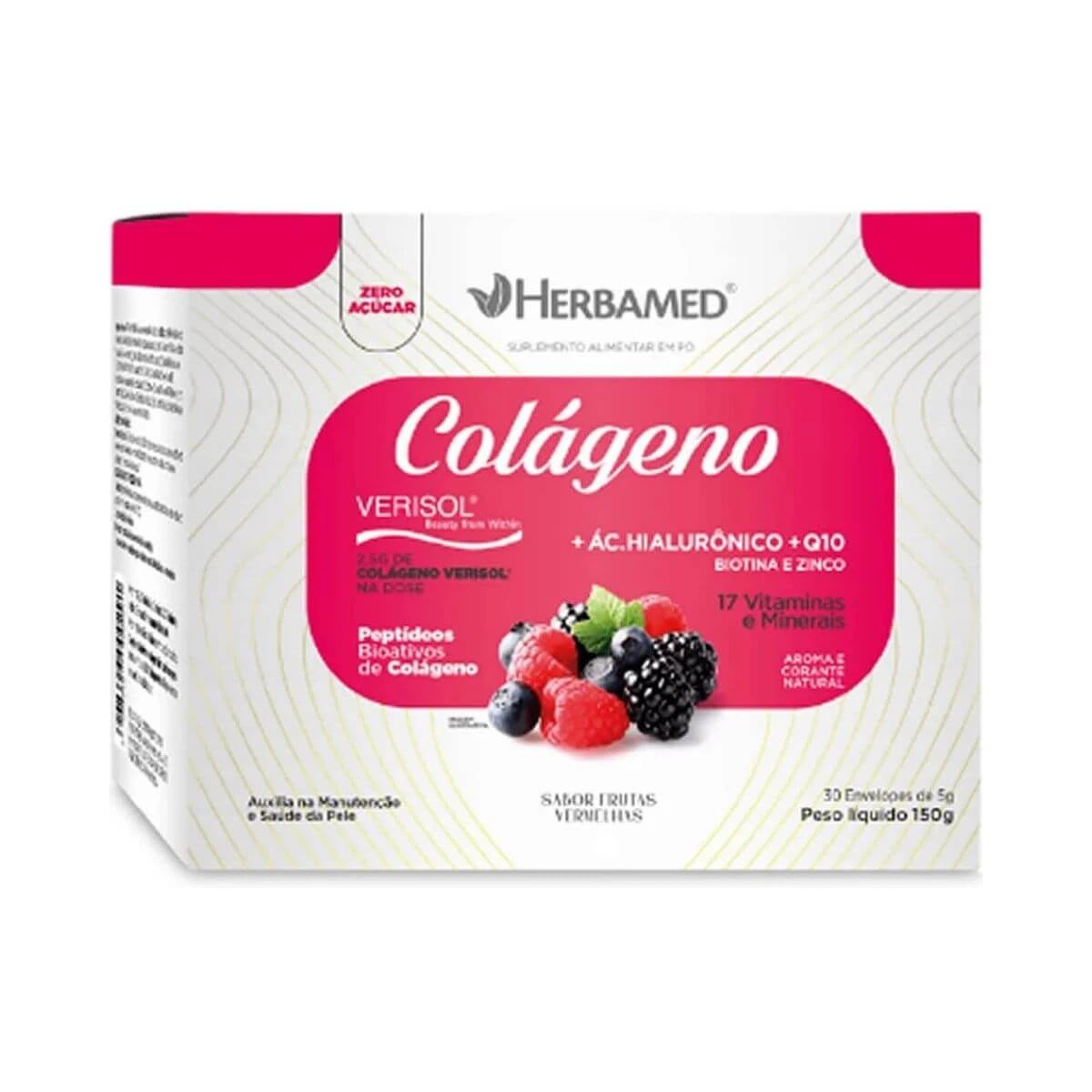 COLÁGENO VERISOL + ÁCIDO HIALURÔNICO SABOR FRUTAS VERMELHAS 30 ENVELOPES - HERBAMED — Herbamed | Farmácia Resyla