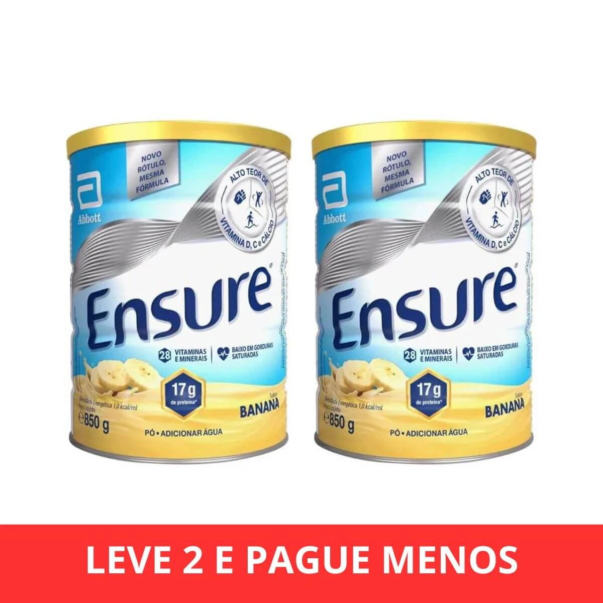 KIT 3% OFF COM 2 UNIDADES ENSURE SUPLEMENTO NUTRICIONAL EM PÓ BANANA 850G — | Farmácia Resyla