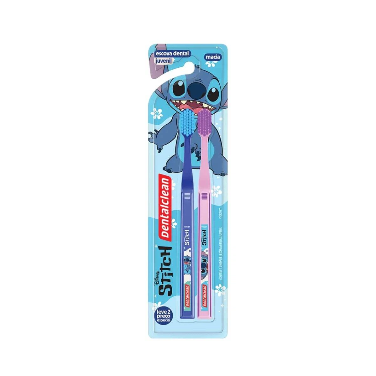 ESCOVA DE DENTE INFANTIL DENTALCLEAN STITCH C/ 2UN — Dentalclean | Farmácia Resyla