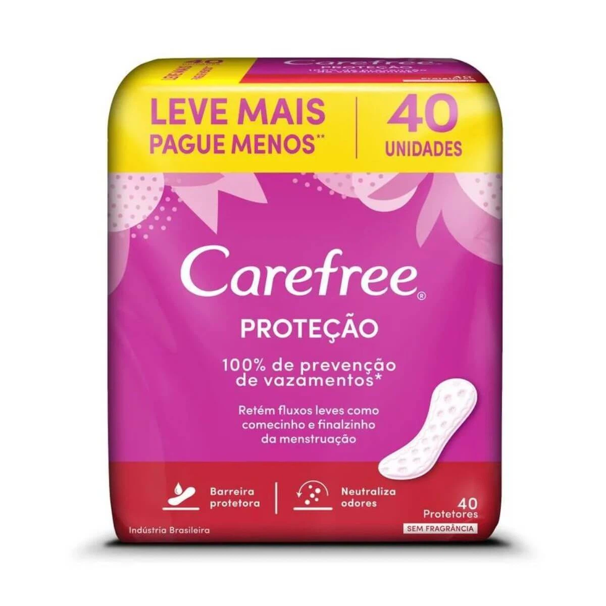 PROTETOR DIÁRIO CAREFREE PROTEÇÃO SEM PERFUME 40UN — Carefree | Farmácia Resyla