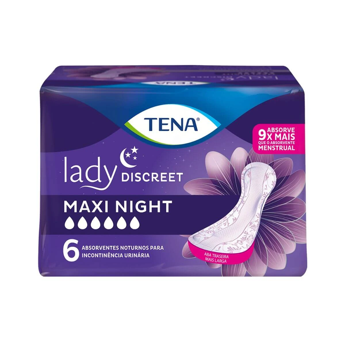 ABSORVENTE TENA LADY DISCREET MAXI NIGHT INCONTENÊNCIA MODERADA 6UN — Tena | Farmácia Resyla