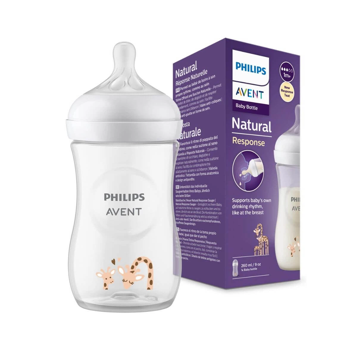 MAMADEIRA AVENT PÉTALA 3.0 GIRAFA 260ML — Avent | Farmácia Resyla