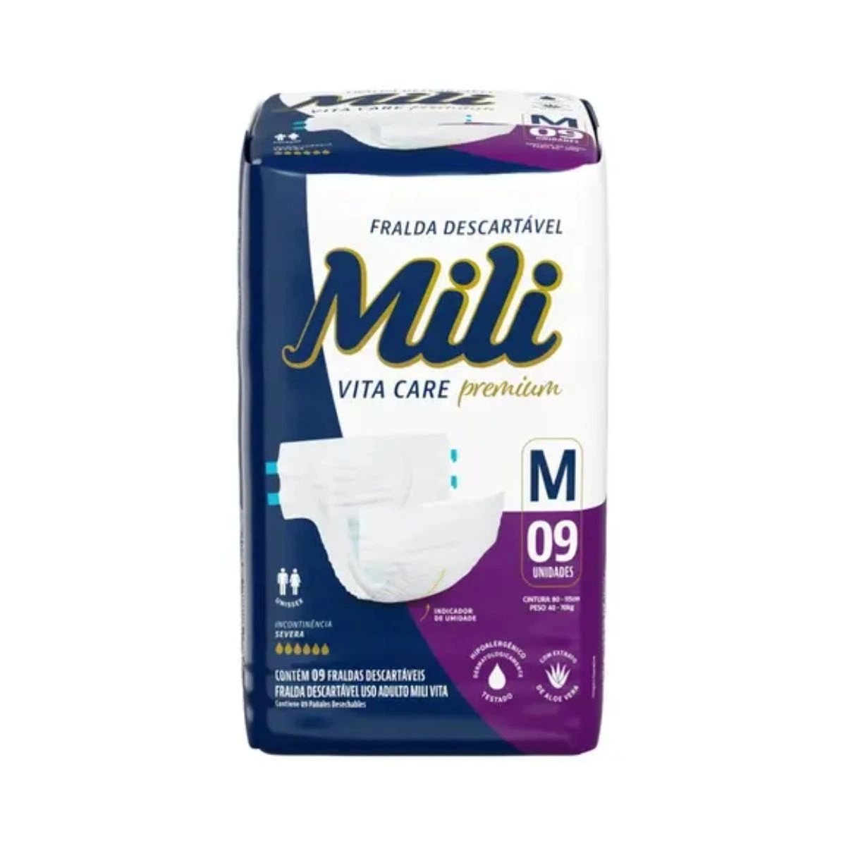 FRALDA GERIÁTRICA MILI VITA CARE M C/9UN — Mili | Farmácia Resyla