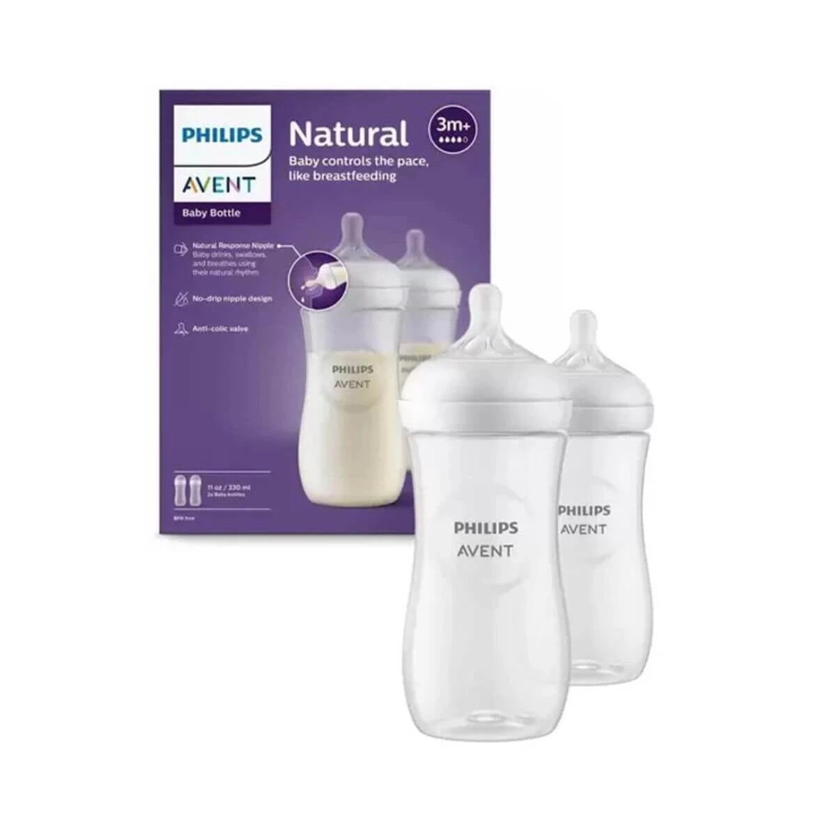 KIT MAMADEIRA AVENT PÉTALA 3.0 TRANSPARENTE C/ 2UN 330ML — Avent | Farmácia Resyla