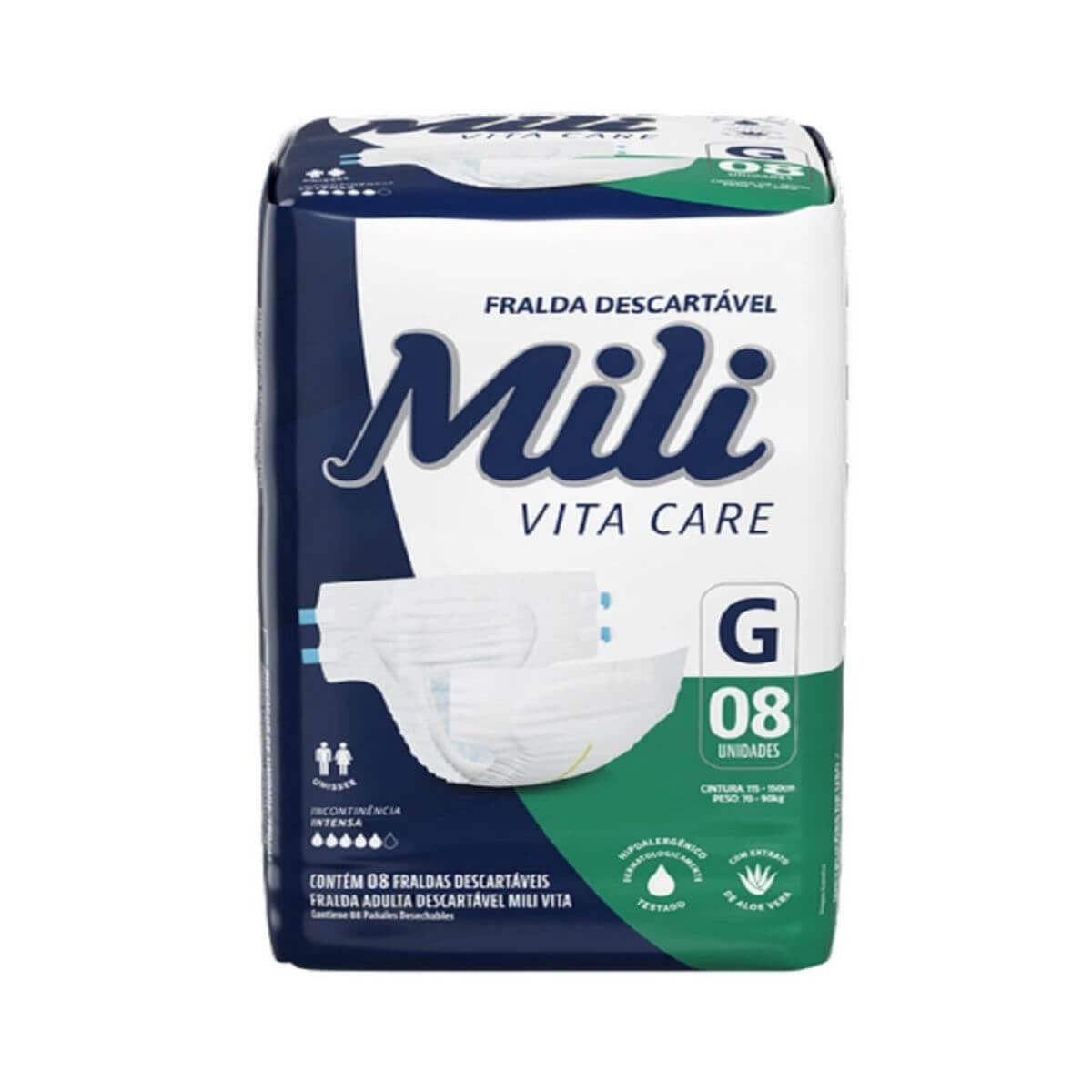 FRALDA GERIÁTRICA MILI VITA CARE G C/8UN — Mili | Farmácia Resyla