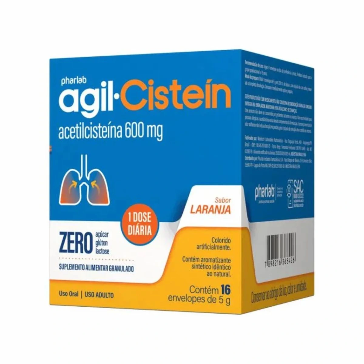 AGIL-CISTEIN 600MG 16ENV - PHARLAB — Pharlab | Farmácia Resyla