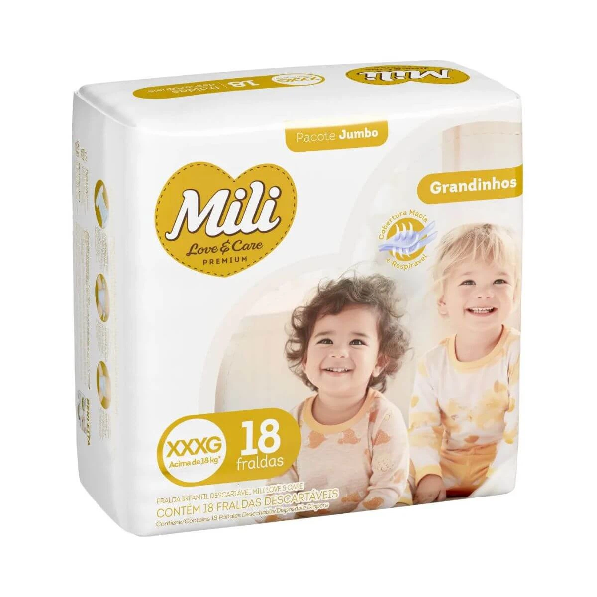 FRALDA MILI LOVE CARE JUMBO GRANDINHOS XXXG C/18UN — Mili | Farmácia Resyla