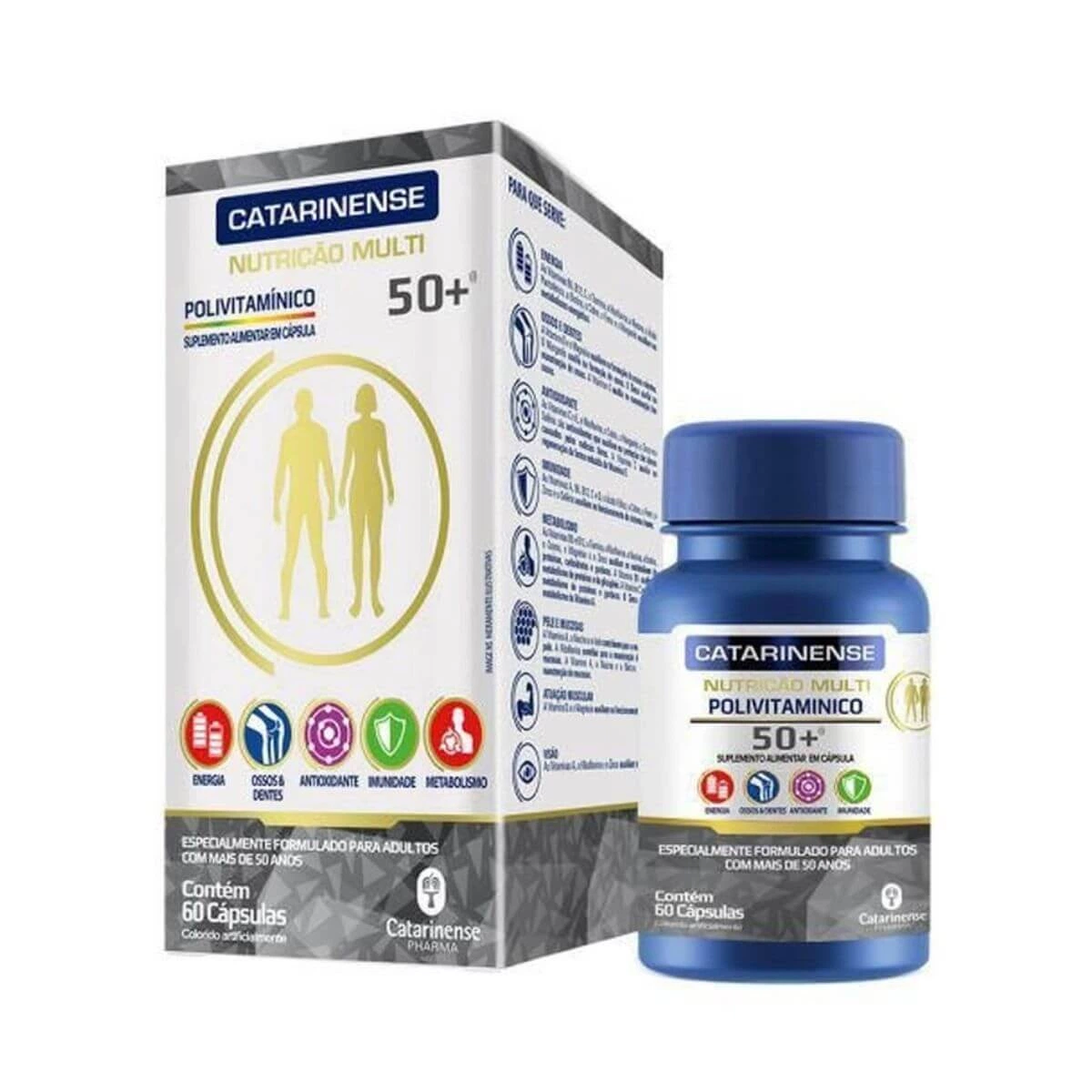 POLIVITAMINICO 50+ SENIOR NUTRIÇÃO 60 CÁPSULAS - CATARINENSE — Catarinense | Farmácia Resyla