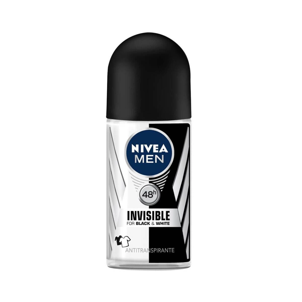 DESODORANTE ANTITRANSPIRANTE ROLLON NIVEA MEN INVISIBLE BLACK & WHITE MASCULINO 50ML — Nivea | Farmácia Resyla