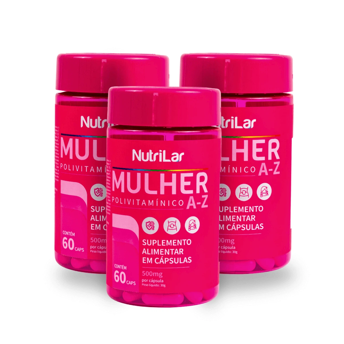 KIT PROMOCIONAL 20%OFF - 3 POLIVITAMÍNICO NUTRILAR MULHER A-Z C/ 60 CÁPSULAS CADA — | Farmácia Resyla