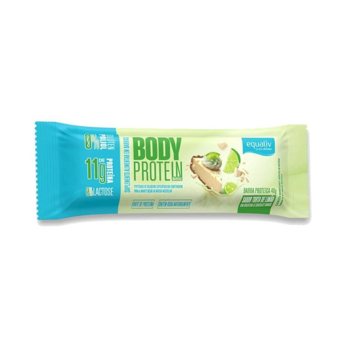BARRA DE PROTEINA BODY PROTEIN SABOR TORTA DE LIMÃO 40G - EQUALIV — Equaliv | Farmácia Resyla