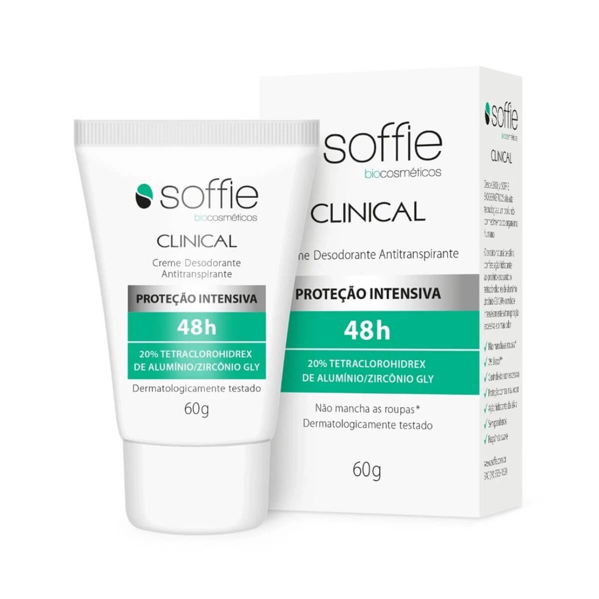 DESODORANTE ANTITRANSPIRANTE CREME SOFFIE CLINICAL 48H 60G — Soffie | Farmácia Resyla