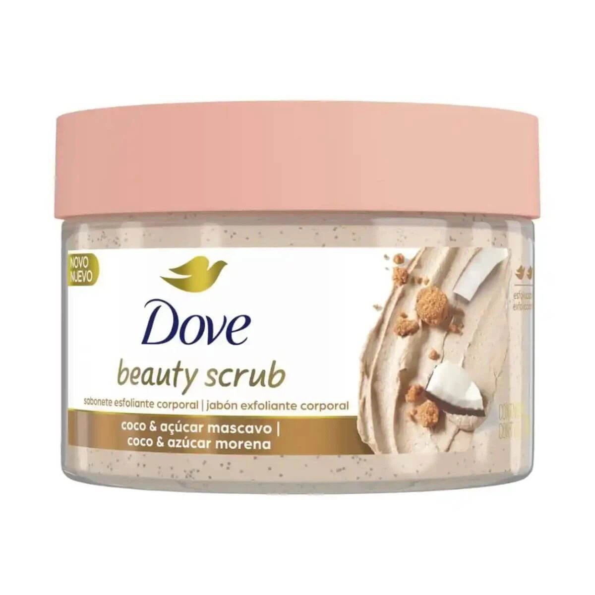 SABONETE ESFOLIANTE DOVE BEAUTY SCRUB COCO E AÇÚCAR MASCAVO 280G — Dove | Farmácia Resyla